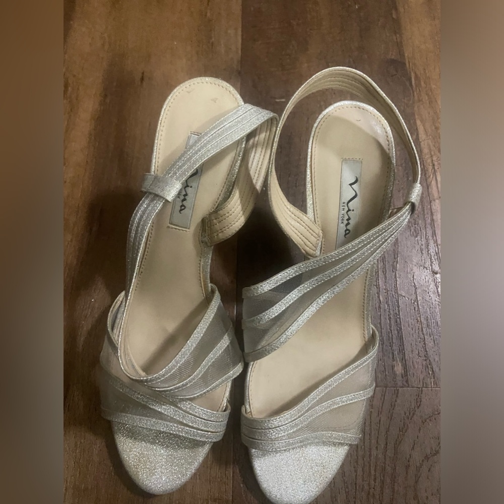 Silver stappy sandals Nina size 10  fair/good condition